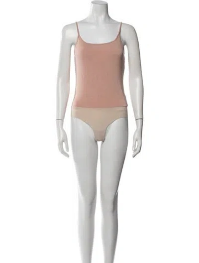 Pre-owned L'agence Scoop Neck Sleeveless Bodysuit In Neutral