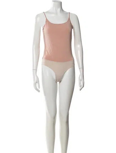 Pre-owned L'agence Scoop Neck Sleeveless Bodysuit In Neutrals