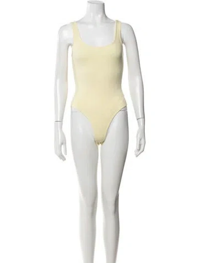 Pre-owned L'agence Scoop Neck Sleeveless Bodysuit W/ Tags In Yellow