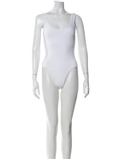 Pre-owned L'agence Scoop Neck Sleeveless Bodysuit In White