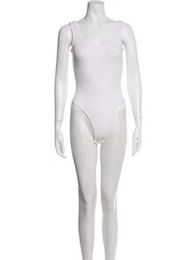 Pre-owned L'agence Scoop Neck Sleeveless Bodysuit In White