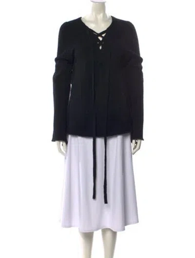 Pre-owned L'agence Scoop Neck Sweater In Black