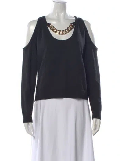 Pre-owned L'agence Scoop Neck Sweater In Black