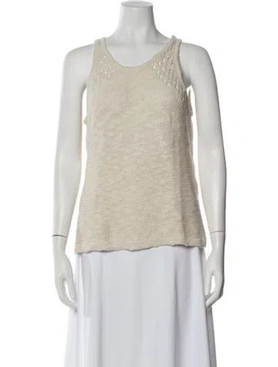 Pre-owned L'agence Scoop Neck Sweater In White