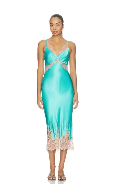 L'agence Scotly Lace Trim Midi Dress