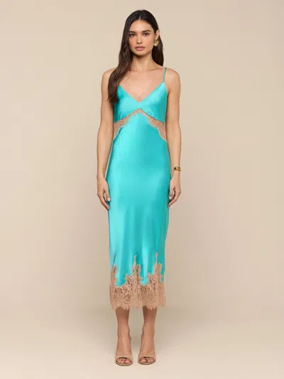 L'agence Scotly Silk Lace Dress In Blue