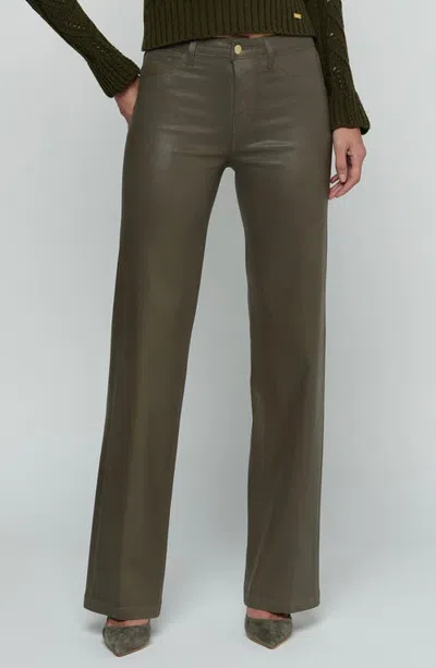 L'agence Scottie Coated High Waist Wide Leg Jeans In Black