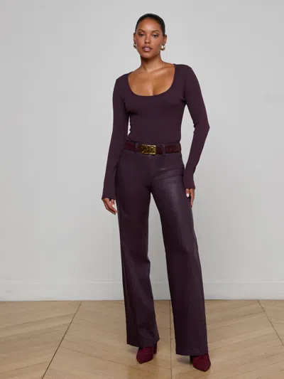 L'agence Scottie Coated Wide-leg Jean In Brown