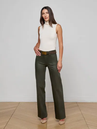 L'agence Scottie Coated Wide-leg Jean In Green