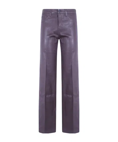 L'agence Scottie Coated Wide-leg Jeans In Purple