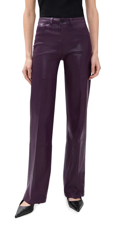 L'agence Scottie High Rise Wide Leg Jeans Dark Malbec Coated In Brown