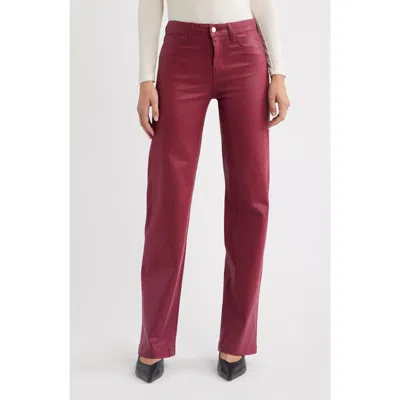 L'agence Scottie High Waist Coated Wide Leg Jeans In Burgundy