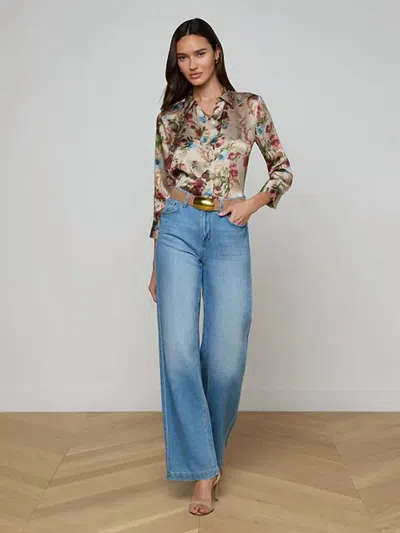 L'agence Scottie Wide Leg Jeans In Anaheim In Blue