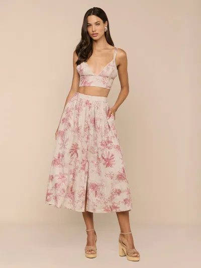 L'agence Seina Linen Midi Skirt In Pink