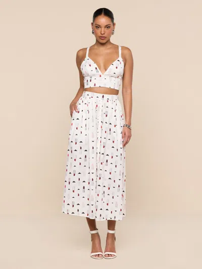 L'agence Seina Poplin Midi Skirt In Multi