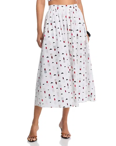 L'agence Seina Printed Midi Skirt In Multi