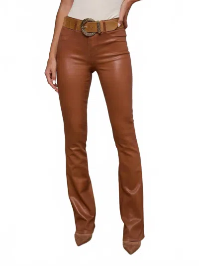 L'agence Selma Coated Bootcut Jean In Cognac Coated In Pink