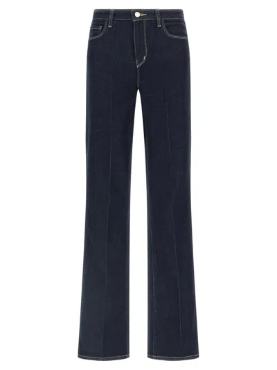 L'agence Selma Contrast-stitch Jeans In Blue