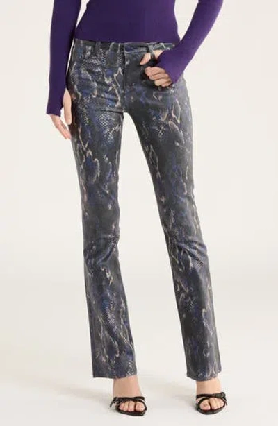 L'agence Selma Snakeskin Coated Baby Bootcut Jeans In Midnight/tan Snake Ct
