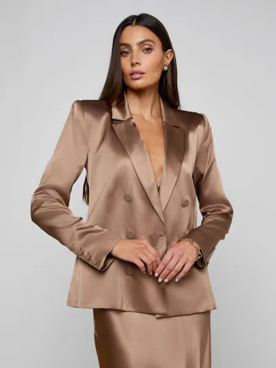 L'agence Sena Silk Blazer In Brown