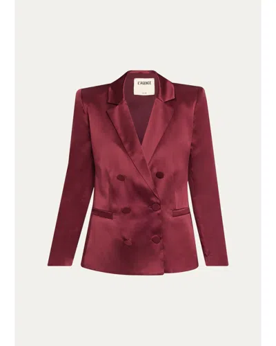 L'agence Sena Silk Double-breasted Blazer In Animal Print