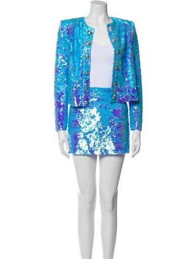 Pre-owned L'agence Sequin Embellishments Short Set W/ Tags In Blue