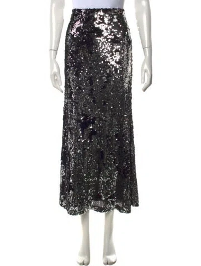 Pre-owned L'agence Sequin Long Skirt In Black/metallic