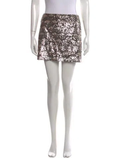 Pre-owned L'agence Sequin Mini Skirt In White