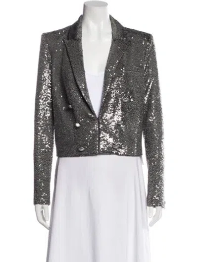 Pre-owned L'agence Sequin Printed Blazer In Silver