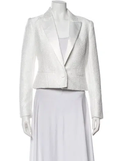Pre-owned L'agence Sequin Tweed Pattern Blazer In White