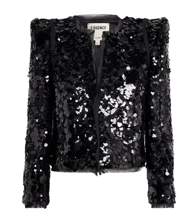 L'agence Sequinned Shai Jacket In Black