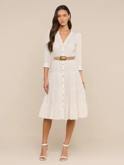 L'agence Serafine Midi Dress In Neutral