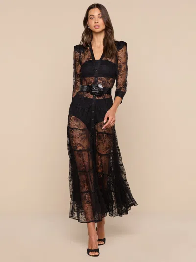 L'agence Seraphina Lace Tiered Maxi Dress In Black