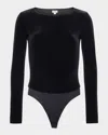 L'agence Seraphine Long-sleeve Velvet Bodysuit In Black