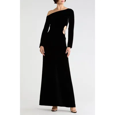 L'agence Seren Cutout Long Sleeve Maxi Dress In Black