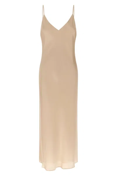 L'agence Slip Midi Dress In Neutral