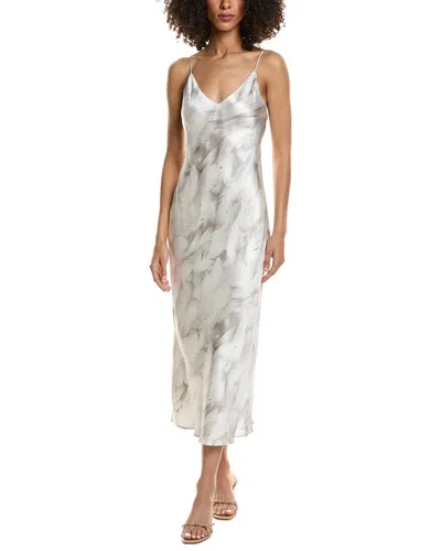 L'agence Seridie Midi Silk Slip Dress In White