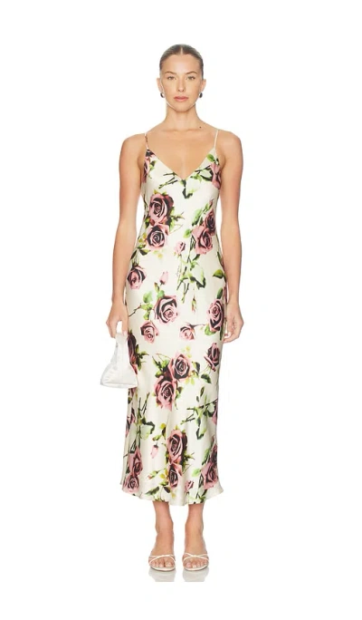 L'agence Seridie Silk Floral Slip Dress In Black