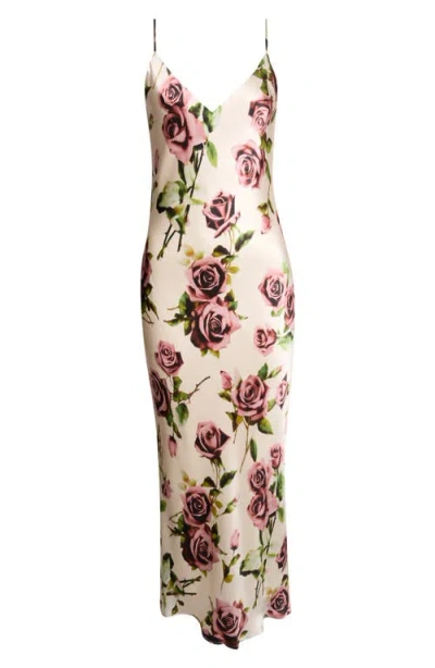 L'agence Seridie Silk Midi Slipdress In White