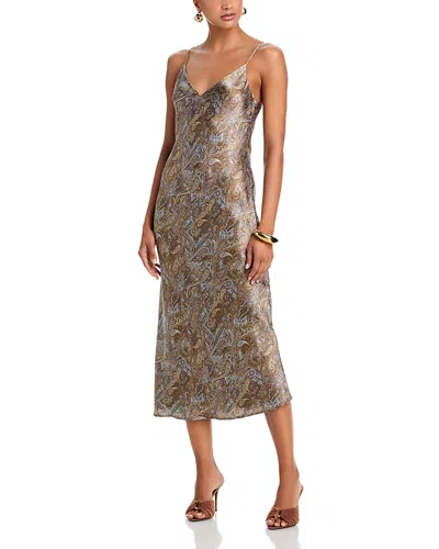 L'agence Seridie Silk Slip Dress In Brown