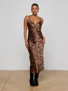 L'agence Seridie Silk Slip Dress In Animal Print