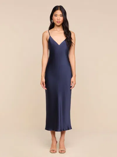 L'agence Seridie Silk Slip Dress In Midnight