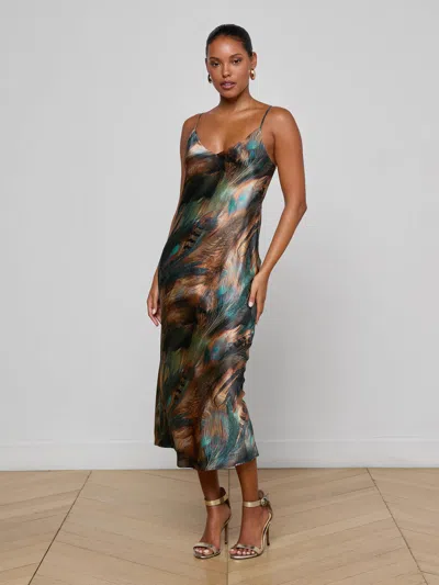 L'agence Seridie Silk Slip Dress In Multi