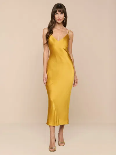 L'agence Seridie Silk Slip Dress In Yellow