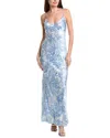 L'agence Serita V-neck Bias Silk Maxi Dress In Blue