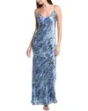 L'agence Serita V-neck Bias Silk Maxi Dress In Blue