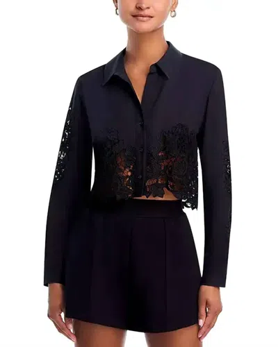 L'agence Seychelle Crop Button Down Blouse In Black In Blue