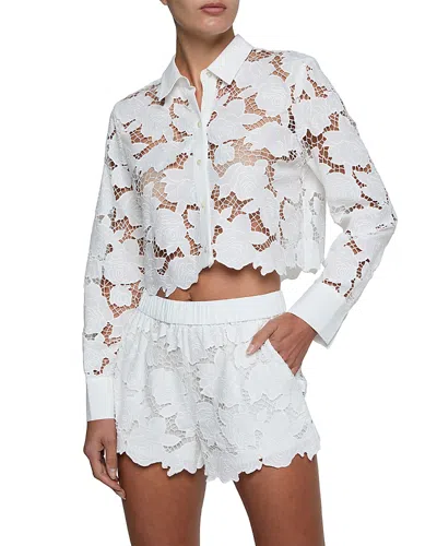 L'agence Seychelle Cropped Button Down Blouse In White