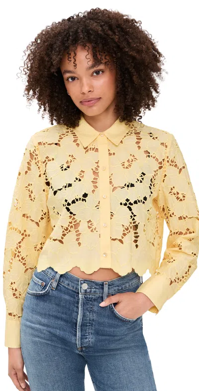 L'agence Seychelle Cropped Button Down Lemon Sorbet In Yellow