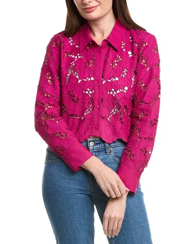 L'agence Seychelle Cropped Button-down In Pink